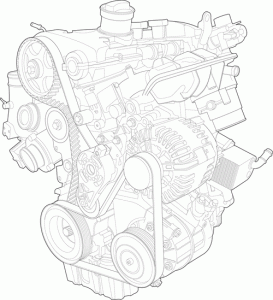 Digital Linework of VW Engine