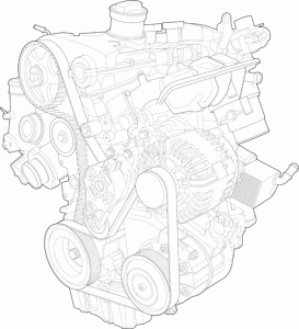 Digital Linework of VW Engine