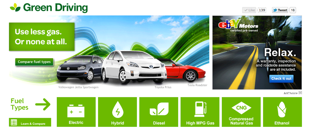 eBay Motors Green Driving Website
