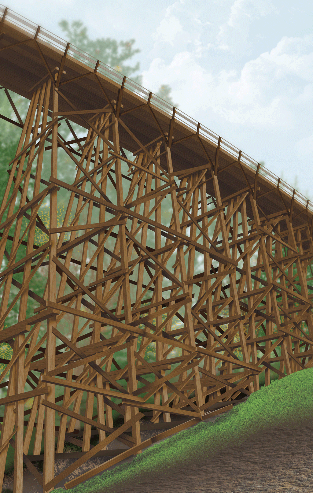 Kinsol Trestle - Zoom-in of Wooden Beams